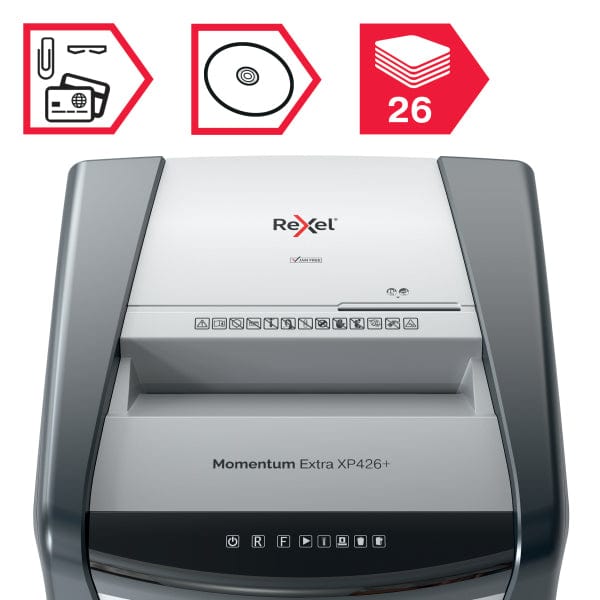 Rexel Momentum Extra XP426+ Jam Free Cross Cut Paper P4 Shredder 301037