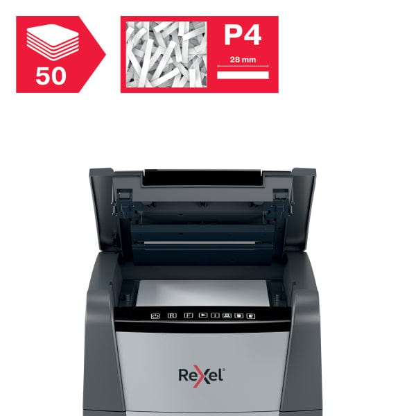 Rexel Optimum Auto Feed+ 50 Sheet Automatic Cross Cut P4 Paper Shredder