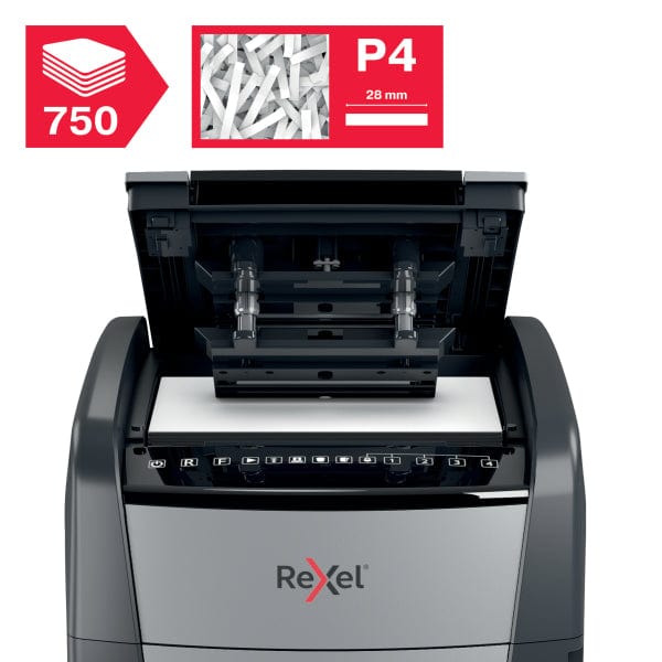 Rexel Optimum Auto Feed+ 750 Sheet Automatic Cross Cut P4 Paper Shredder