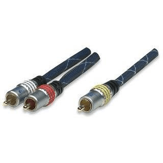 Manhattan 3m RCA M/M Composite Video Cable 2 X RCA Blue 361279