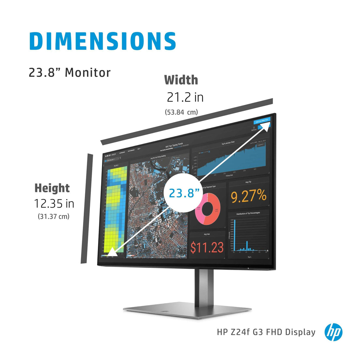 HP Z24f G3 60.5 cm (23.8") 1920 x 1080 pixels Full HD Silver