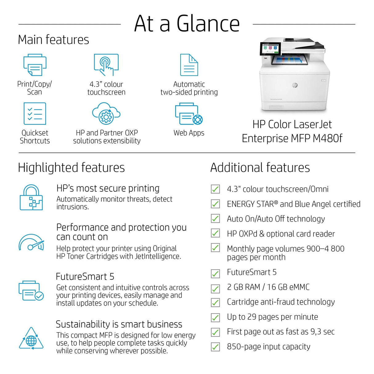 HP Color LaserJet Enterprise MFP M480f Laser A4 600 x 600 DPI 27 ppm