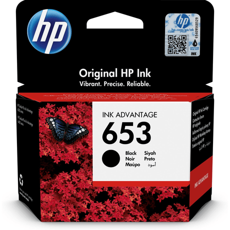 HP 653 Ink Advantage Black Standard Yield Printer Cartridge Original 3YM75AE Single-pack