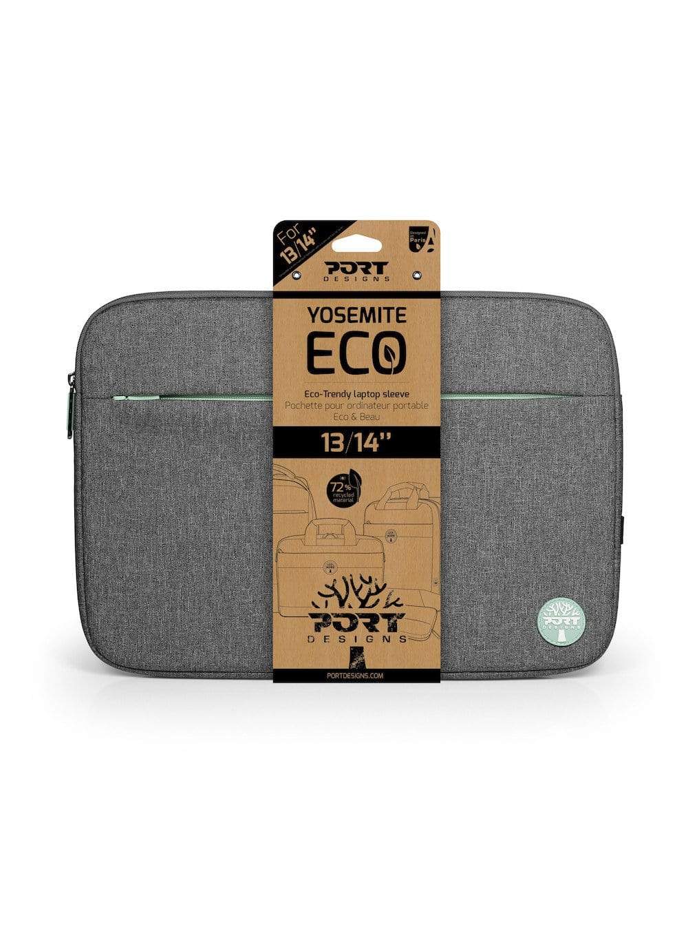 Port Designs YOSEMITE Eco notebook case 35.6 cm (14") Sleeve case Grey