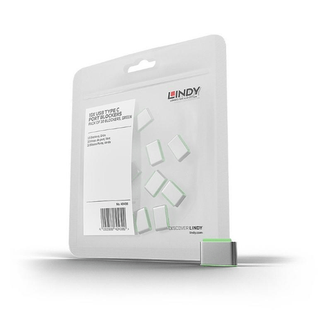 Lindy USB Type C Port Blockers - Green 10-pack 40438