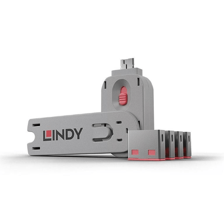 Lindy USB Port Blocker - Pink 4-pack 40450