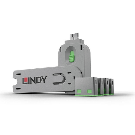 Lindy USB Port Blocker - Green 4-pack 40451