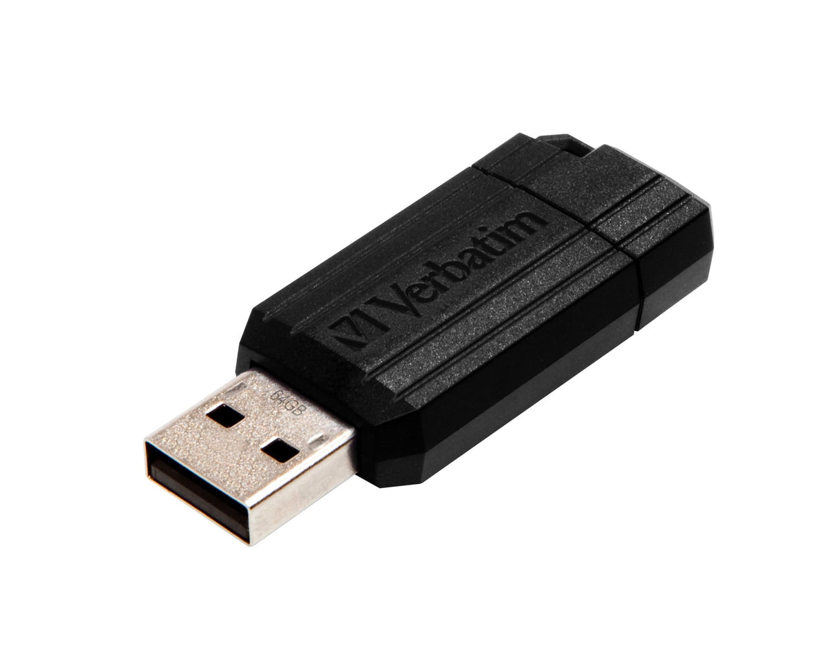 Verbatim PinStrip 64GB Black USB 2.0 Type-A USB Flash Drive 49065