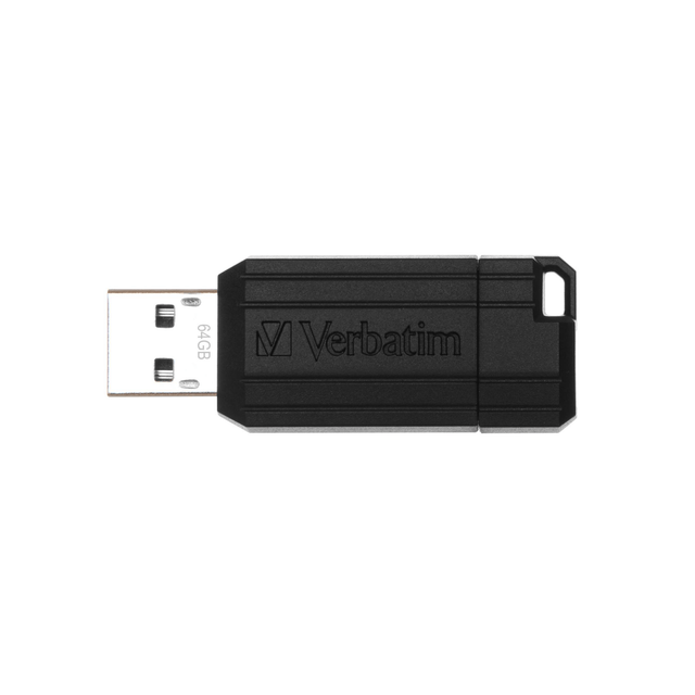 Verbatim PinStrip 64GB Black USB 2.0 Type-A USB Flash Drive 49065