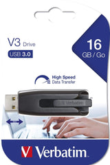 Verbatim Store n Go V3 16GB USB 3.2 Gen 1 Type-A Black and Grey Flash Drive 49172