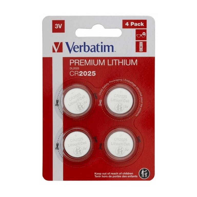 Verbatim CR2025 3V Lithium Battery 4-pack 49532