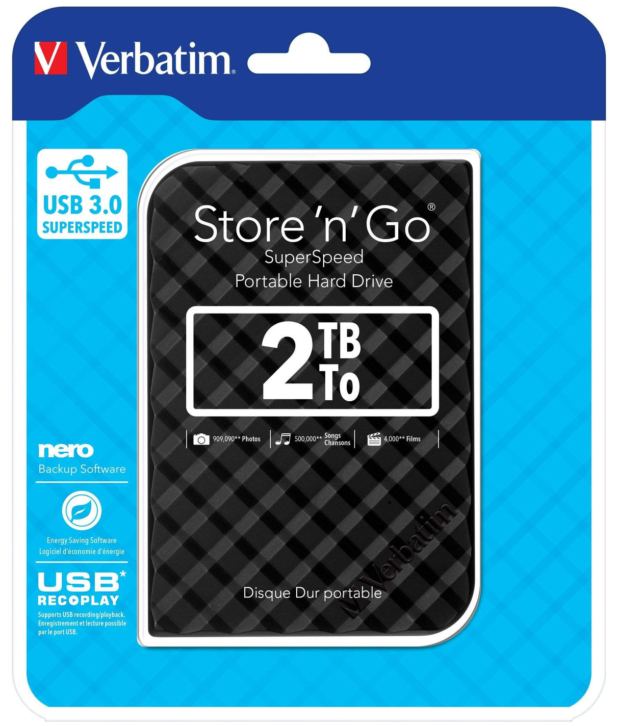 Verbatim Store n Go USB 3.0 2TB Black External Hard Drive 53195