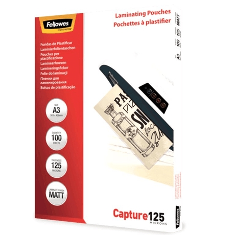 Fellowes A3 125 Micron Matt Laminating Pouches 100-pack 5328601