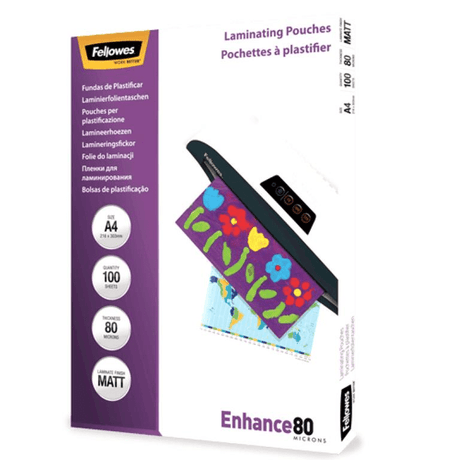 Fellowes A4 80 Micron Matt Laminating Pouches 100-pack 5452103