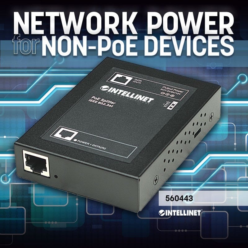 Intellinet Power over Ethernet (PoE+) Splitter, IEEE802.3at, 5, 7.5, 9 or 12 V DC output voltage