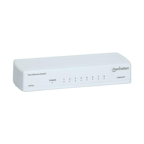 Manhattan 8-port Fast Ethernet Switch Plastic with 2-pin Euro Power Adapter Box 560689