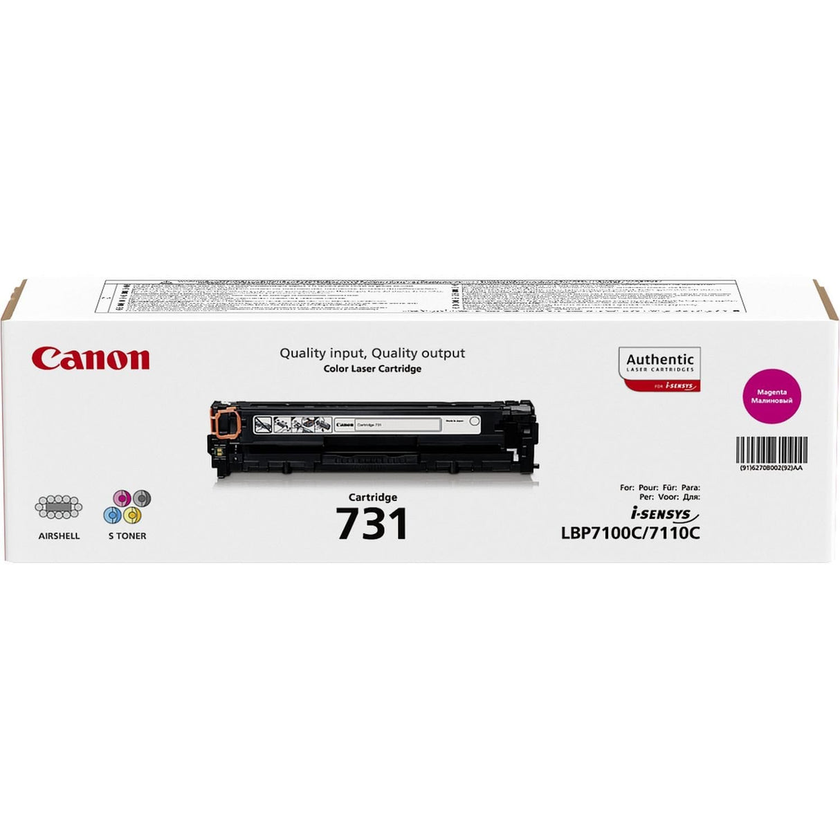 Canon 731 M Magenta Toner Cartridge 1,500 Pages Original 6270B002 Single-pack