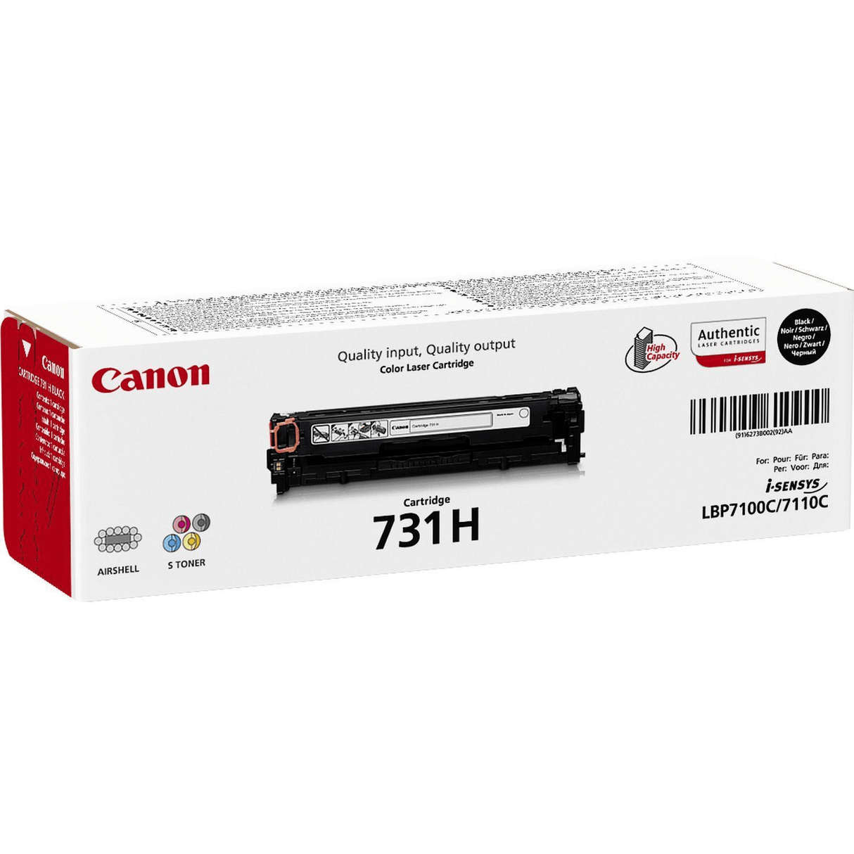 Canon 731H Black Toner Cartridge 2,400 Pages Original 6273B002 Single-pack