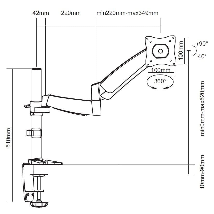 Equip 13-inch to 27-inch Articulating Monitor Desk Mount Bracket 650112