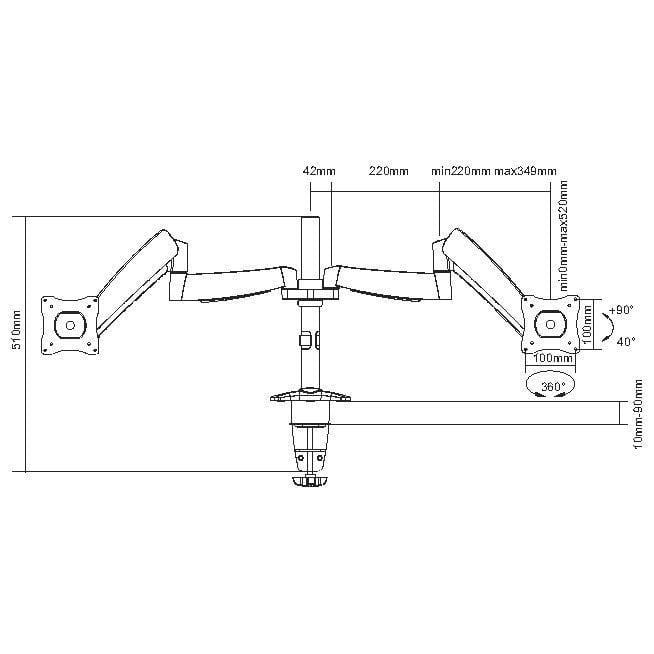 Equip 13-inch to 27-inch Articulating Dual Monitor Desk Mount Bracket 650113