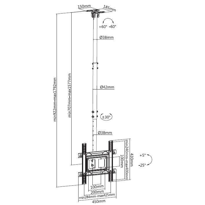 Equip 32-inch to 70-inch Ceiling Mount TV Bracket 650321