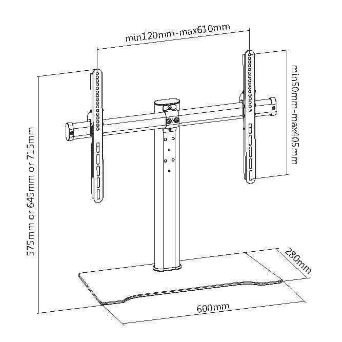 Equip 32-inch to 55-inch Universal Tabletop Stand mounts 650601