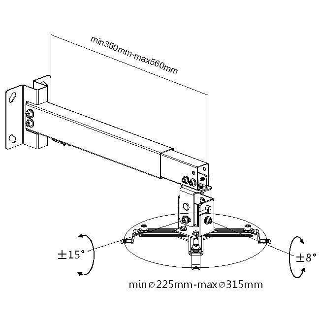 Equip Projector Ceiling Wall Mount Bracket Black 650702