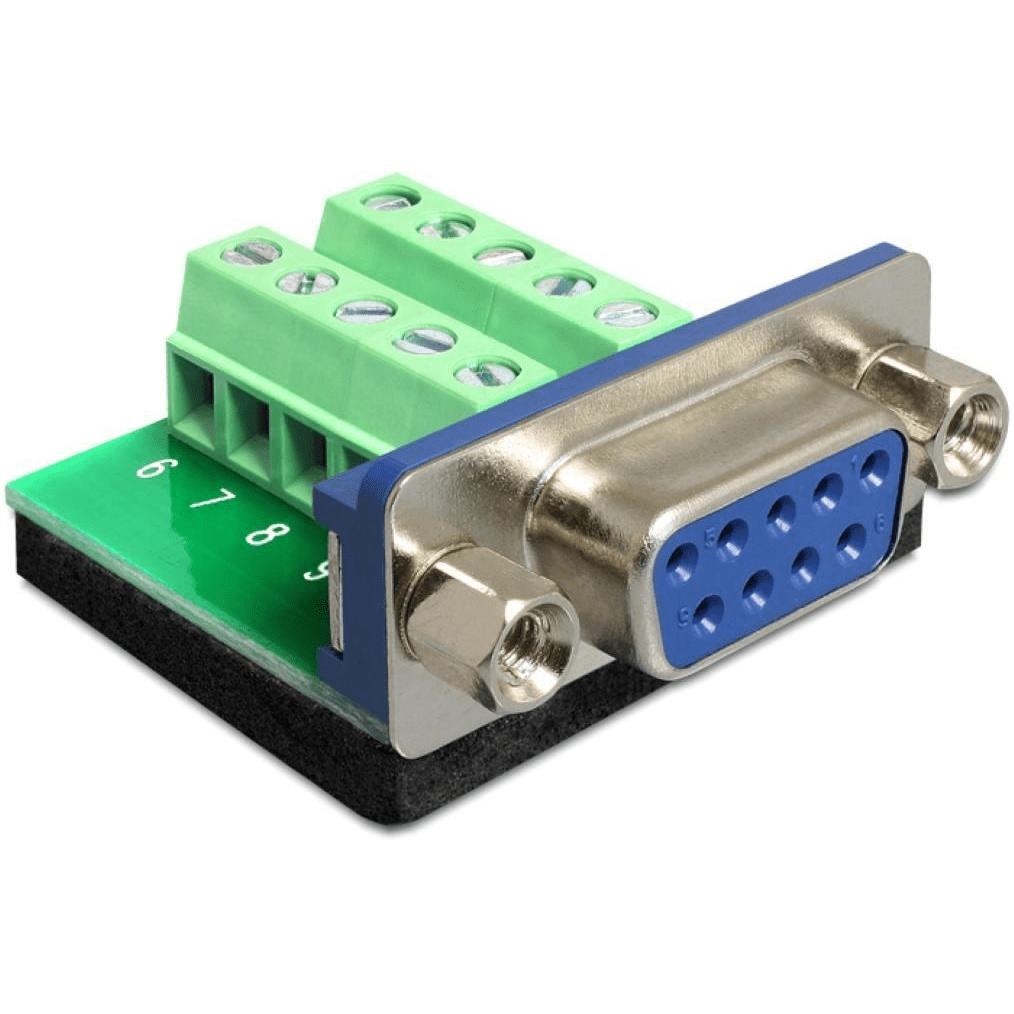 Delock Terminal Block to D-Sub 9 pin Female Adapter 10-pin Green 65268