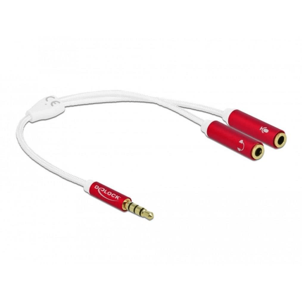 Delock Headset Adapter 4-pin Stereo Jack Male to Stereo Jack Female 20cm 66519