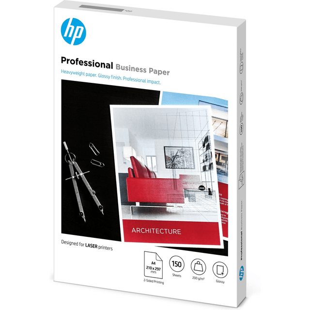 HP Professional Laser Glossy FSC Paper 200gsm 150 Sht/A4/210 x 297mm Printing Paper A4 (210x297mm) Gloss 150 Sheets White 7MV83A