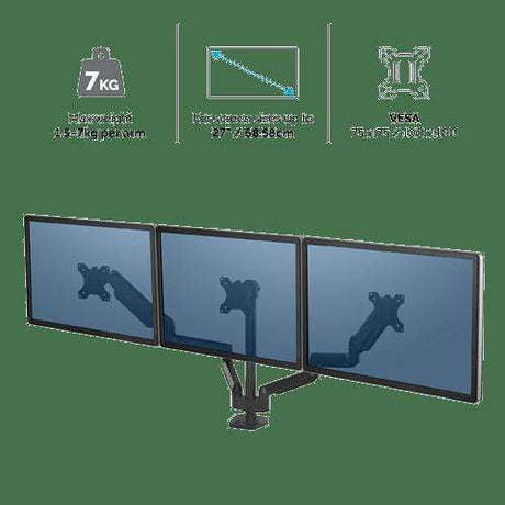 Fellowes Platinum Series Triple Monitor Arm Black 8042601