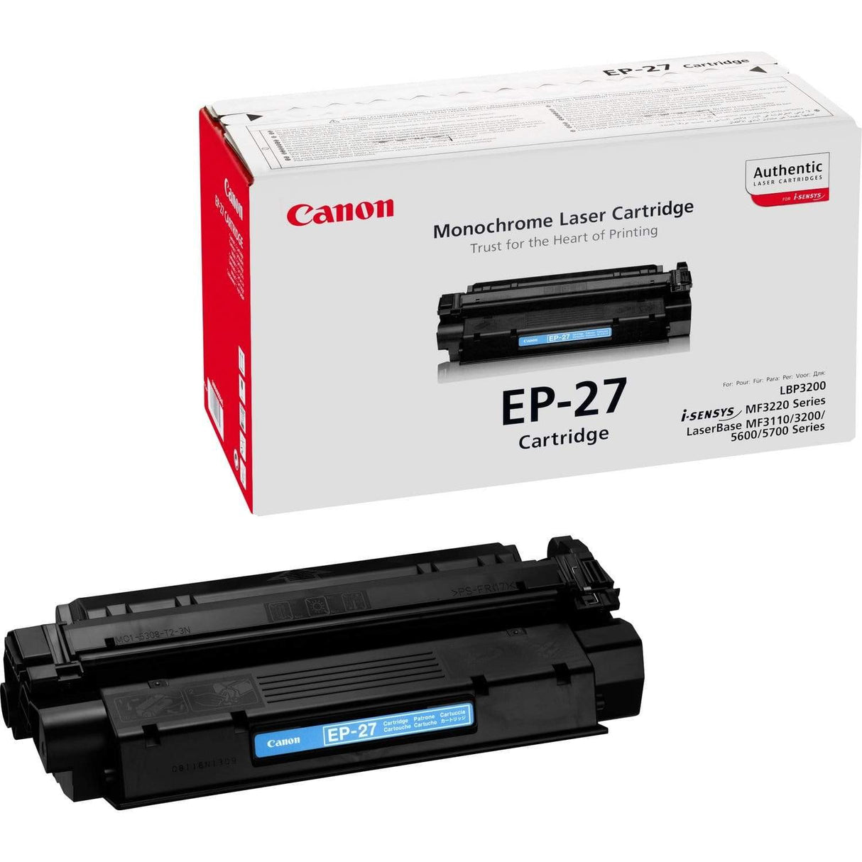 Canon EP-27 Black Toner Cartridge 2,500 Pages Original 8489A002 Single-pack