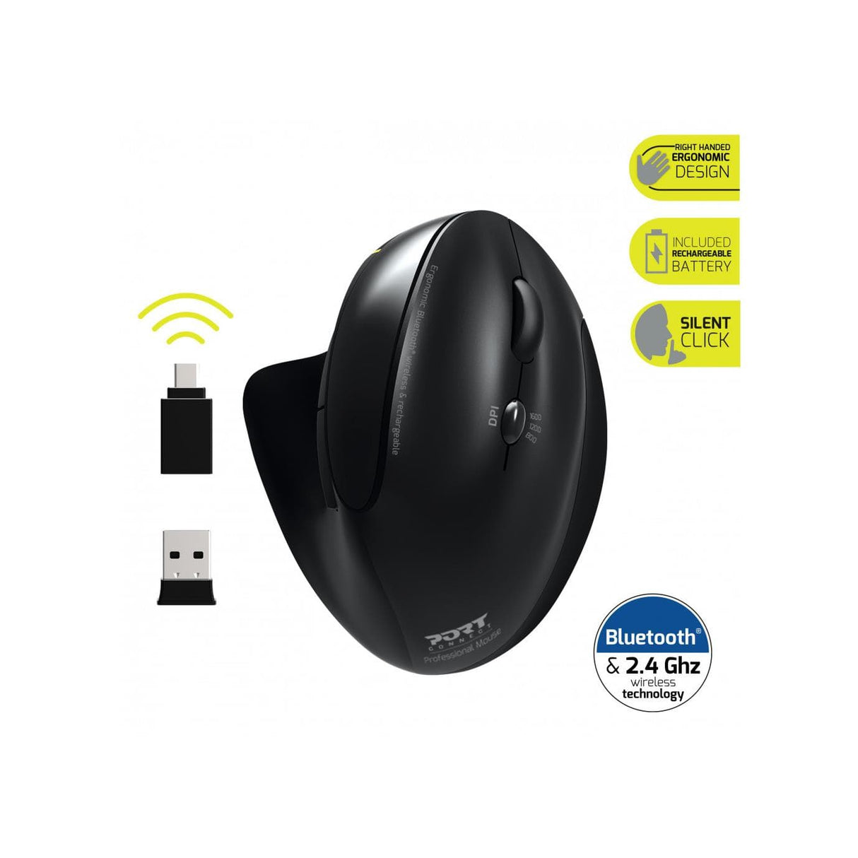 Port Designs Bluetooth Optical 1600 DPI Mouse 900706-BT