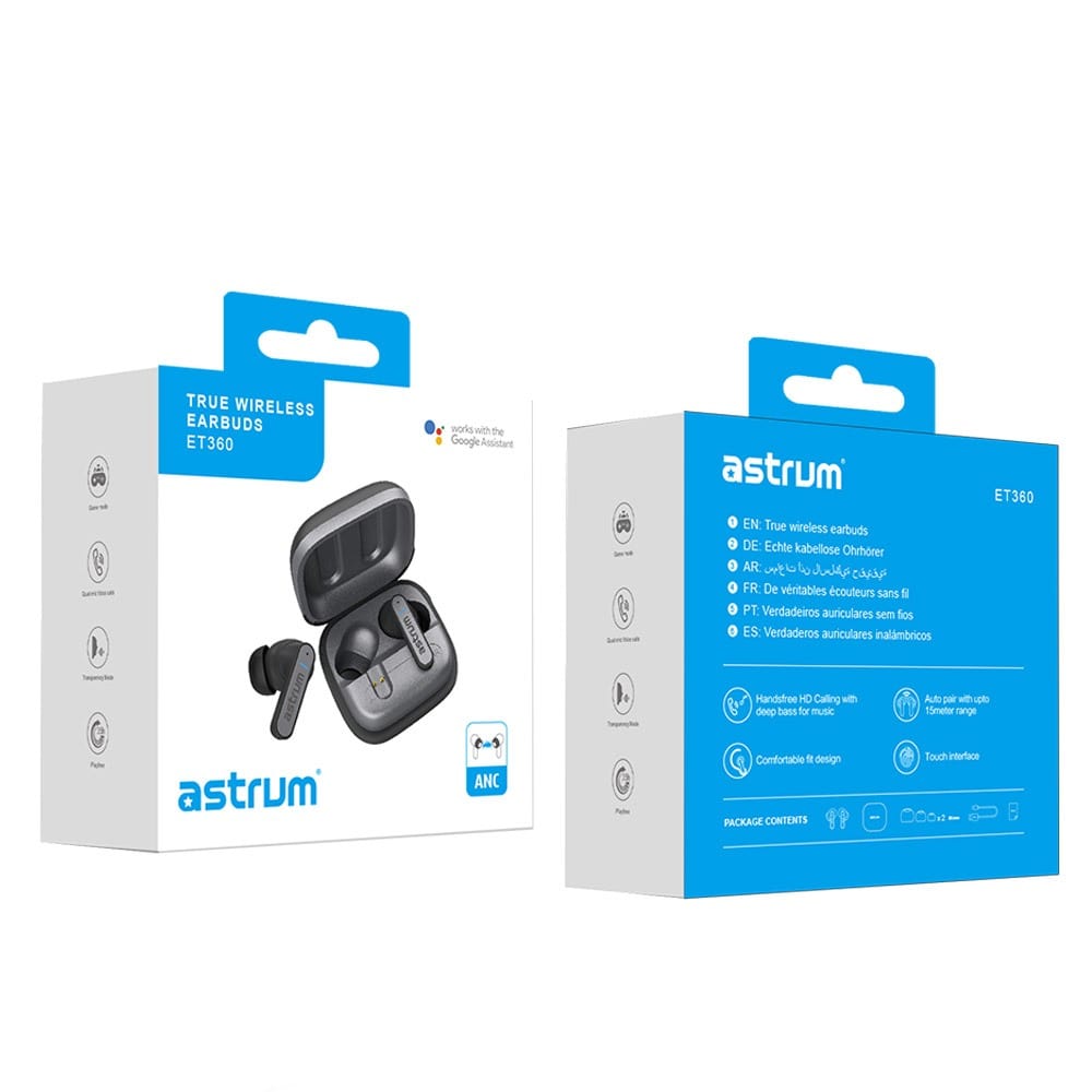 Astrum ET360 Active Noise Cancelling True Wireless Earbuds Black A10536-B