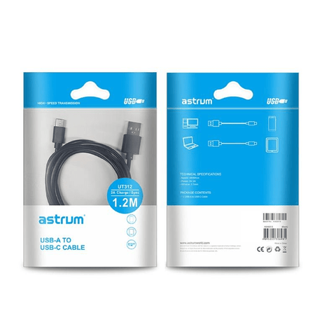 Astrum UT312 USB-C USB2.0 Charge and Sync Cable 1.2m A33812-B