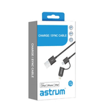 Astrum AC320 2 in 1 Micro USB and 8-pin Charge Sync MFI Cable A53032-B