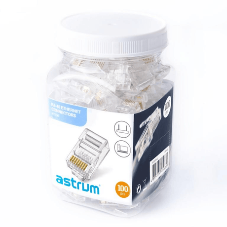 Astrum NT100 RJ45 Ethernet Crimp Connectors 100 Pieces Pack A72010-Q