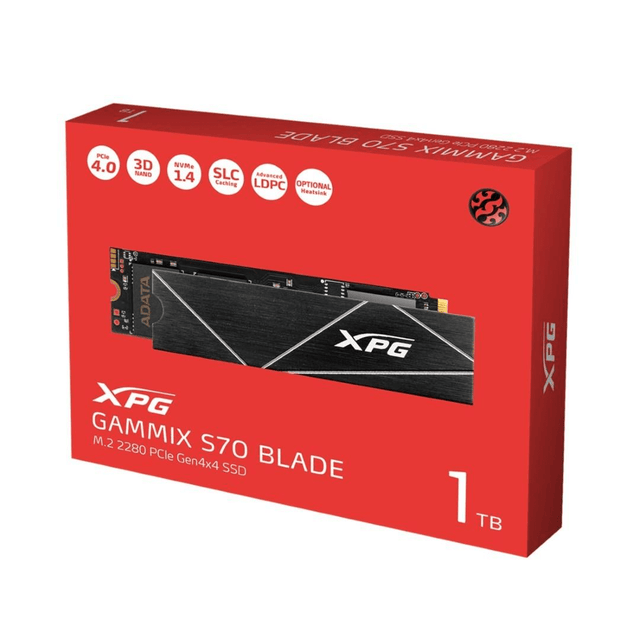 Adata XPG GAMMIX S70 Blade 1TB M.2 PCIe Gen4x4 M.2 2280 NVME Internal SSD AGAMMIXS70B-1T-CS