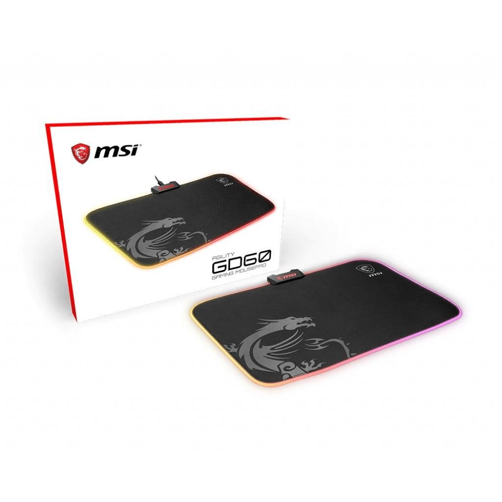 MSI AGILITY GD60 RGB Pro Gaming Mousepad '386mm x 290mm, Pro Gamer Silk Surface, Iconic Dragon design, Anti-slip and shock-absorbing rubber base, RGB edges'