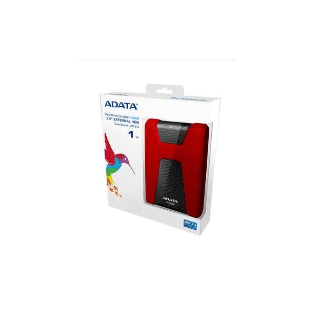 ADATA DashDrive Durable HD650 1TB Red External Hard Drive AHD650-1TU3-CRD