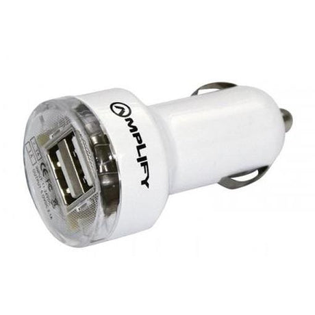 Amplify Joy Ryder Dual USB Car Charger - White AM5001W