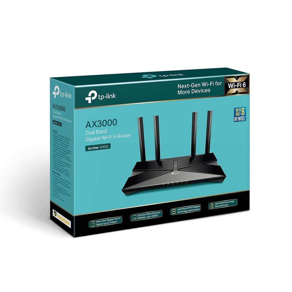 TP-Link Archer AX50 Wi-Fi 6 Wireless Router - Dual-band 2.4GHz and 5GHz Gigabit Ethernet Black ARCHER AX50