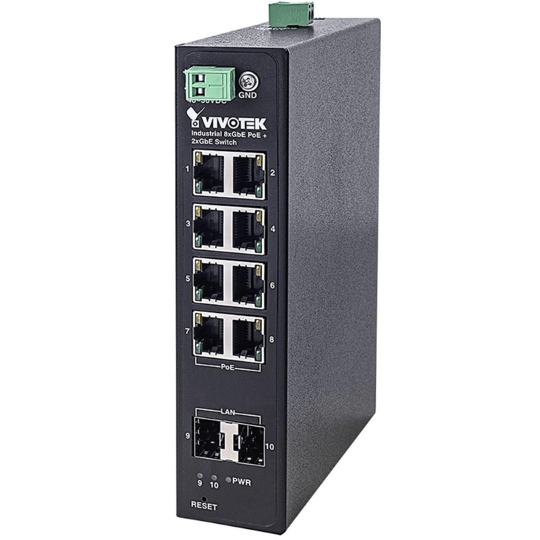 Vivotek industrial 8-port PoE Unmanaged Switch with 2-port SFP AW-IHT-1000