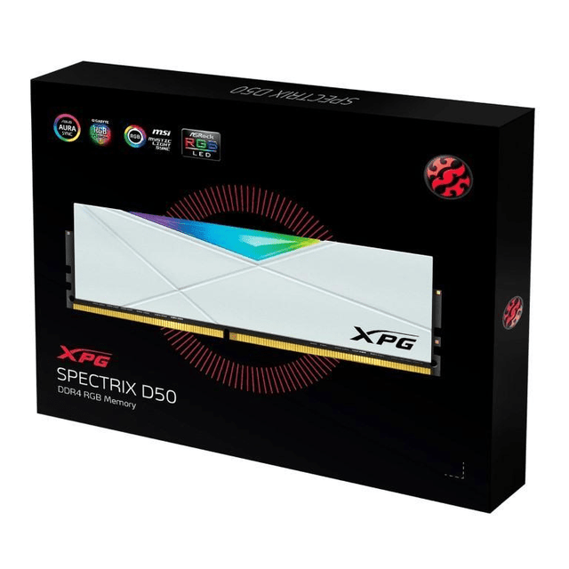 ADATA XPG Spectrix D50 RGB 16GB DDR4 3600MHz DIMM Memory Module White Edition AX4U360016G18I-SW50