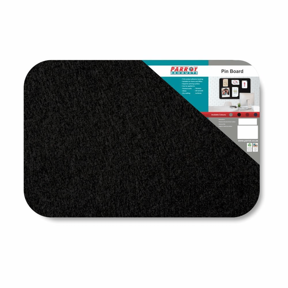 Parrot Adhesive Pin Board No Frame 900x600mm Black BD0325B