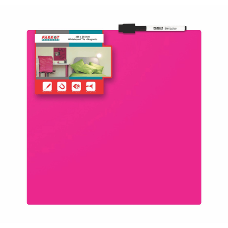 Parrot Magnetic Whiteboard Tile 355x355mm Pink BD1817P