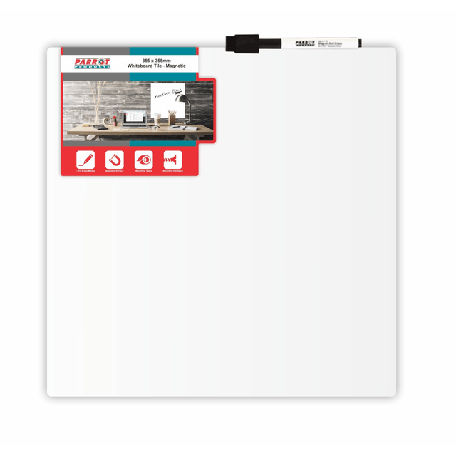 Parrot Magnetic Whiteboard Tile 355x355mm White BD1817W