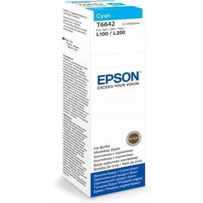 Epson T6642 Bottle 70-ml Cyan Printer Ink Cartridge Original C13T66424A Single-pack