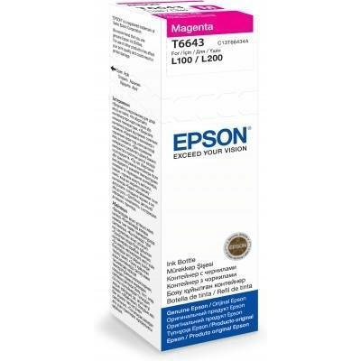 Epson T6643 Bottle 70-ml Magenta Printer Ink Cartridge Original C13T66434A Single-pack