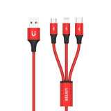 Unitek 1.2m Red Edition 3-in-1 USB-A to USB-C Micro USB Lightning Multi Charging Cable C4049RD